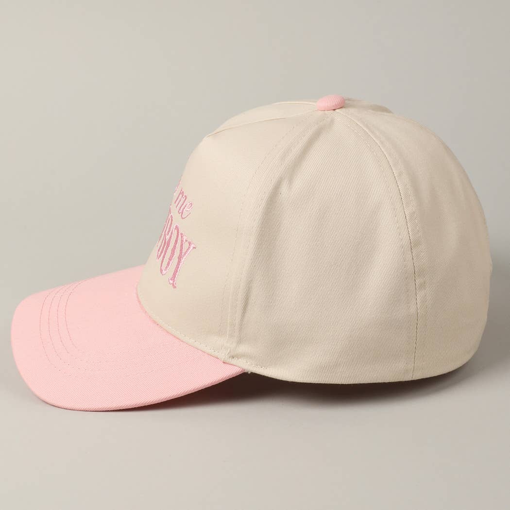 Kiss Me Cowboy Embroidery Two-Tone Cap Pink