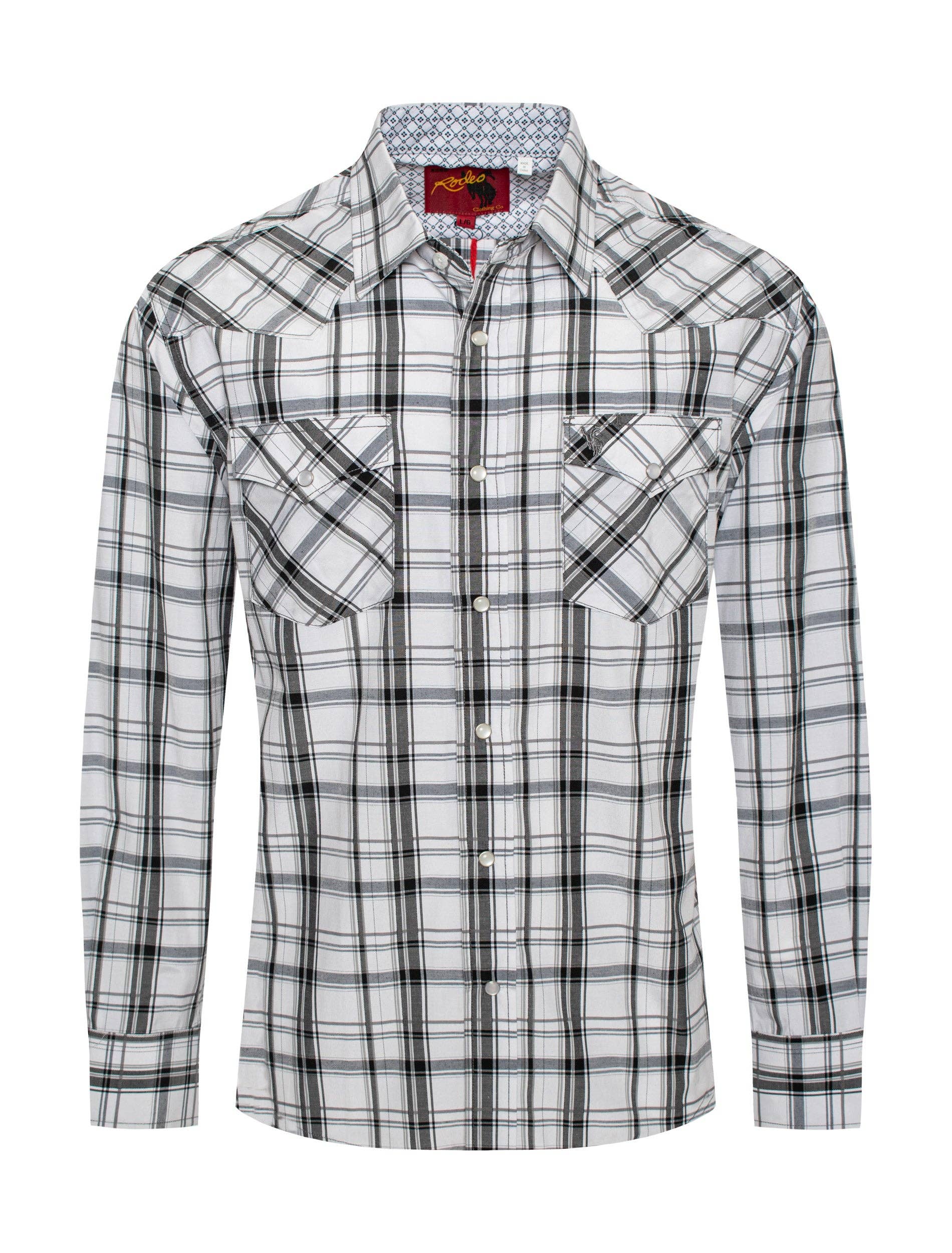 Men's Western Long Sleeve Plaid Shirts With Snap Buttons