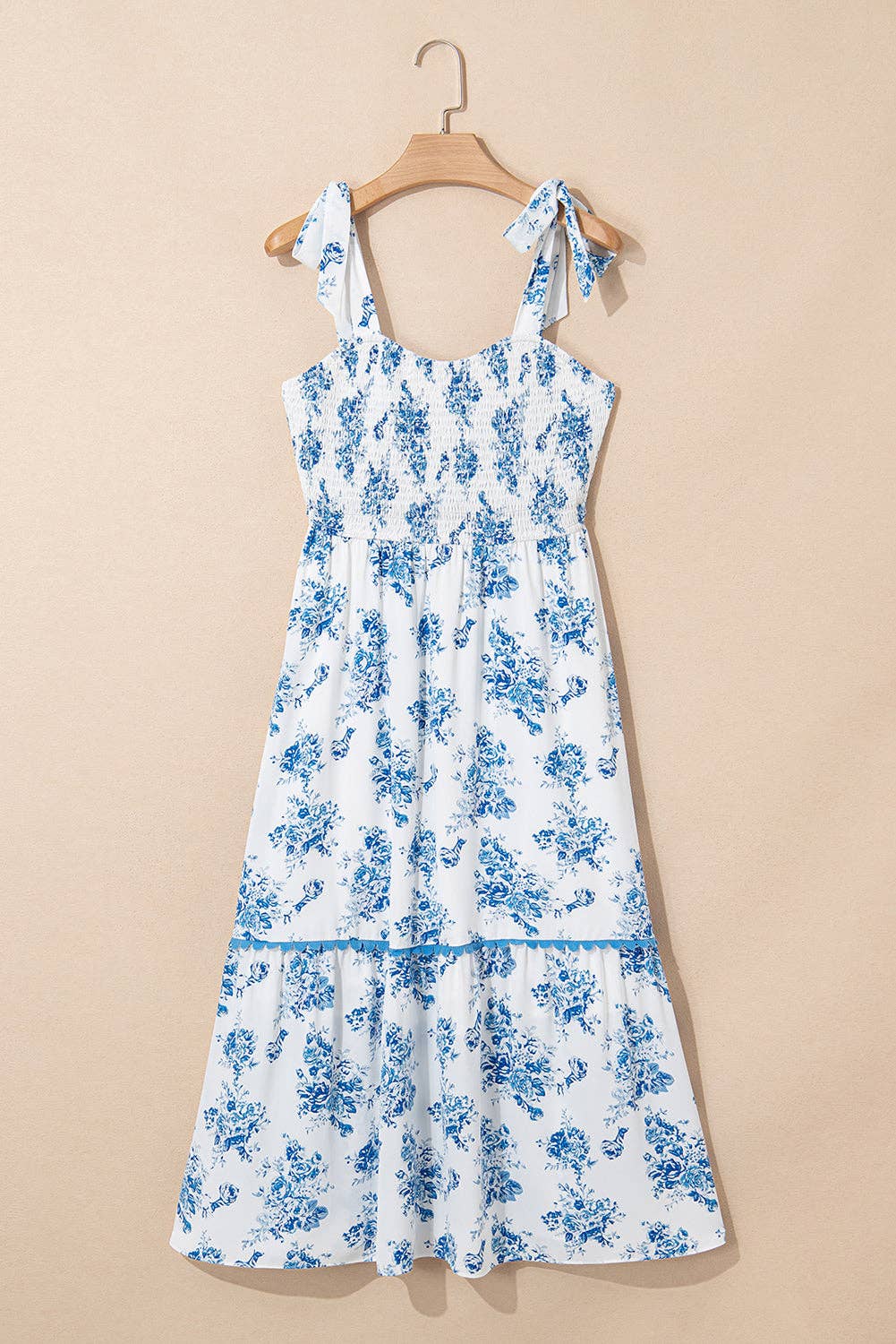 Sky Blue Floral Print Long Dress