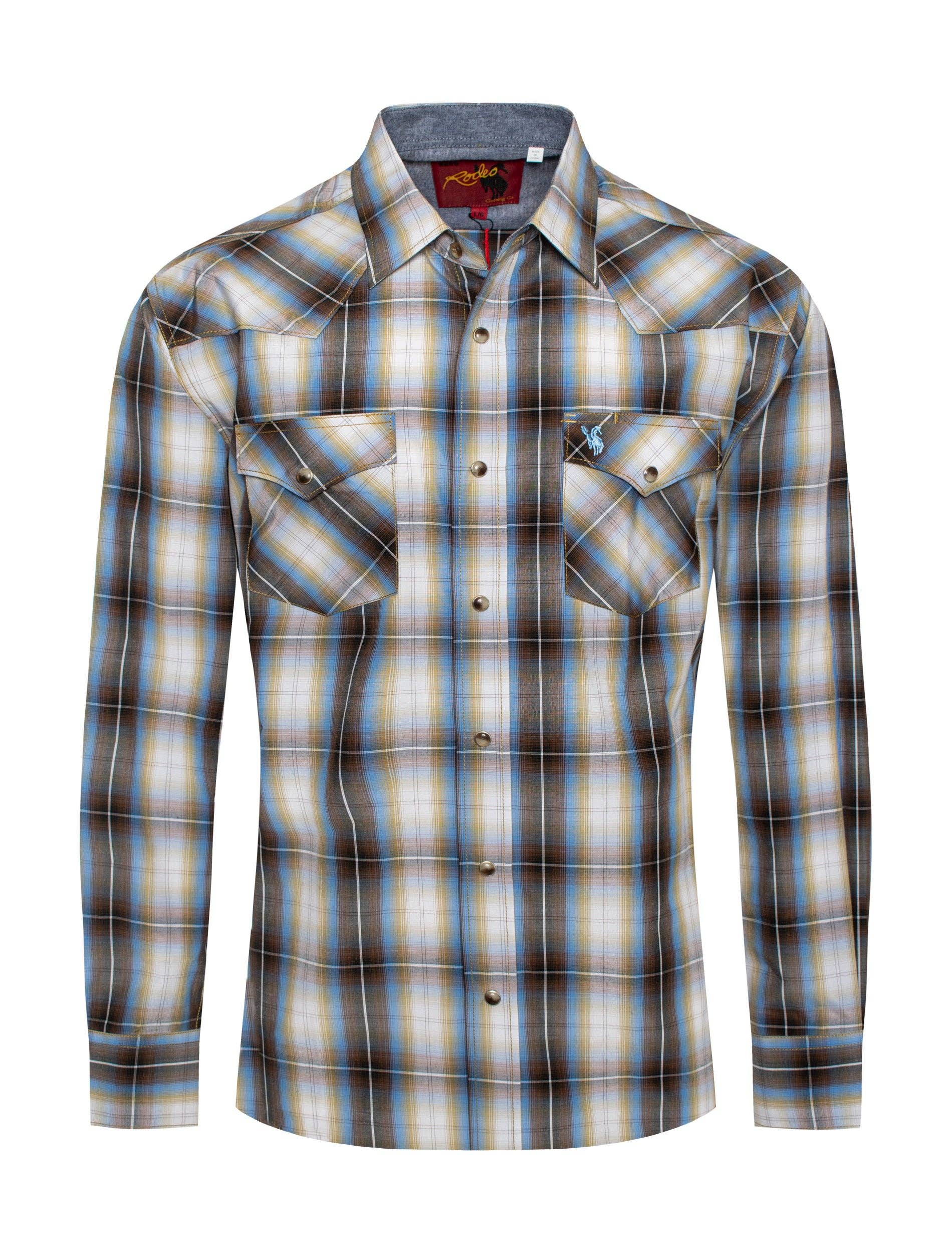 Men's Western Long Sleeve Plaid Shirts With Snap Buttons
