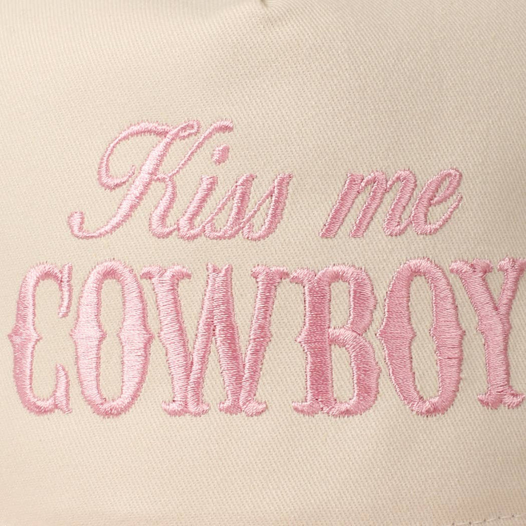Kiss Me Cowboy Embroidery Two-Tone Cap Pink