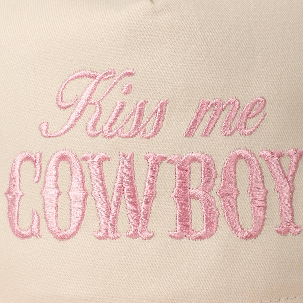 Kiss Me Cowboy Embroidery Two-Tone Cap Pink