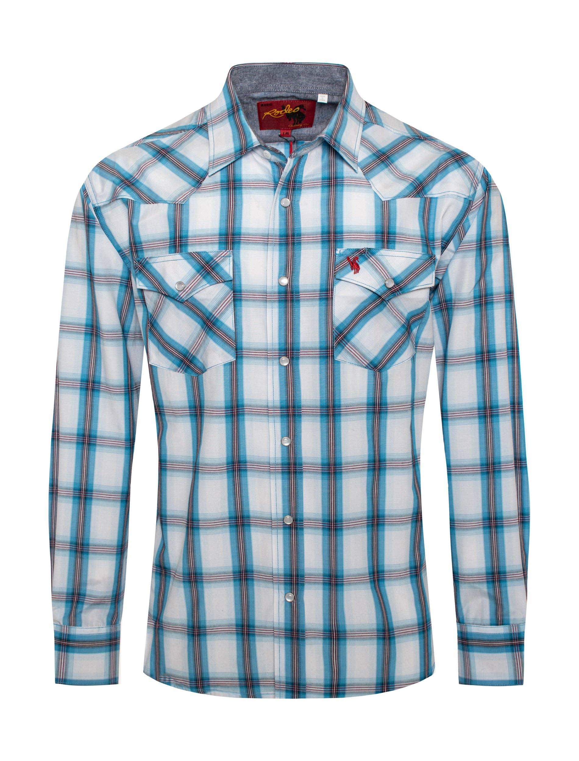 Men's western long sleeve Plaid shirts with snap buttons