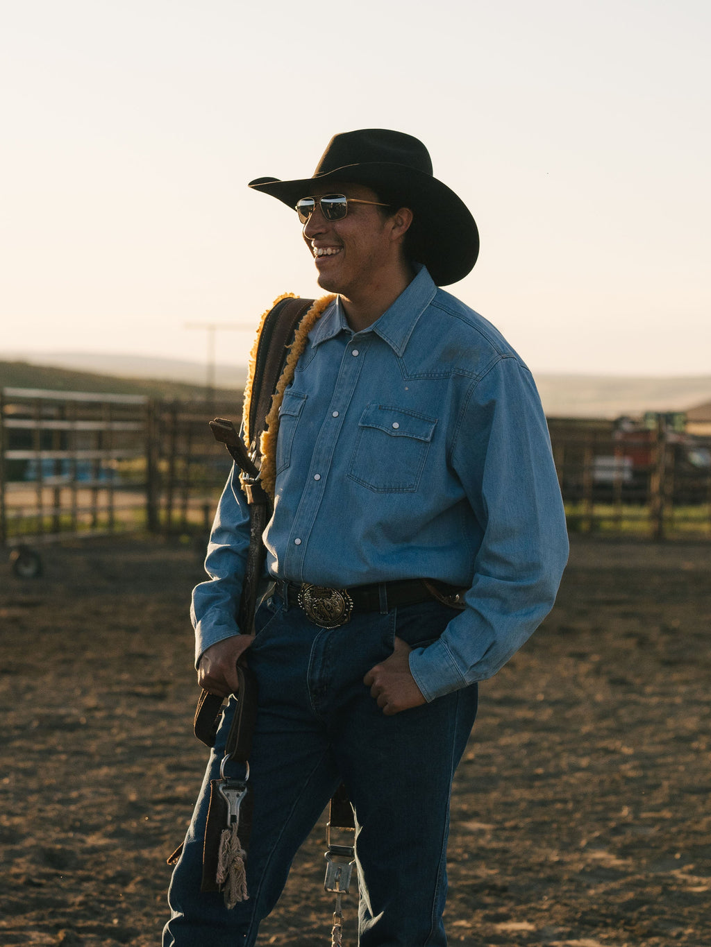 Classic Western Denim Snap Shirt