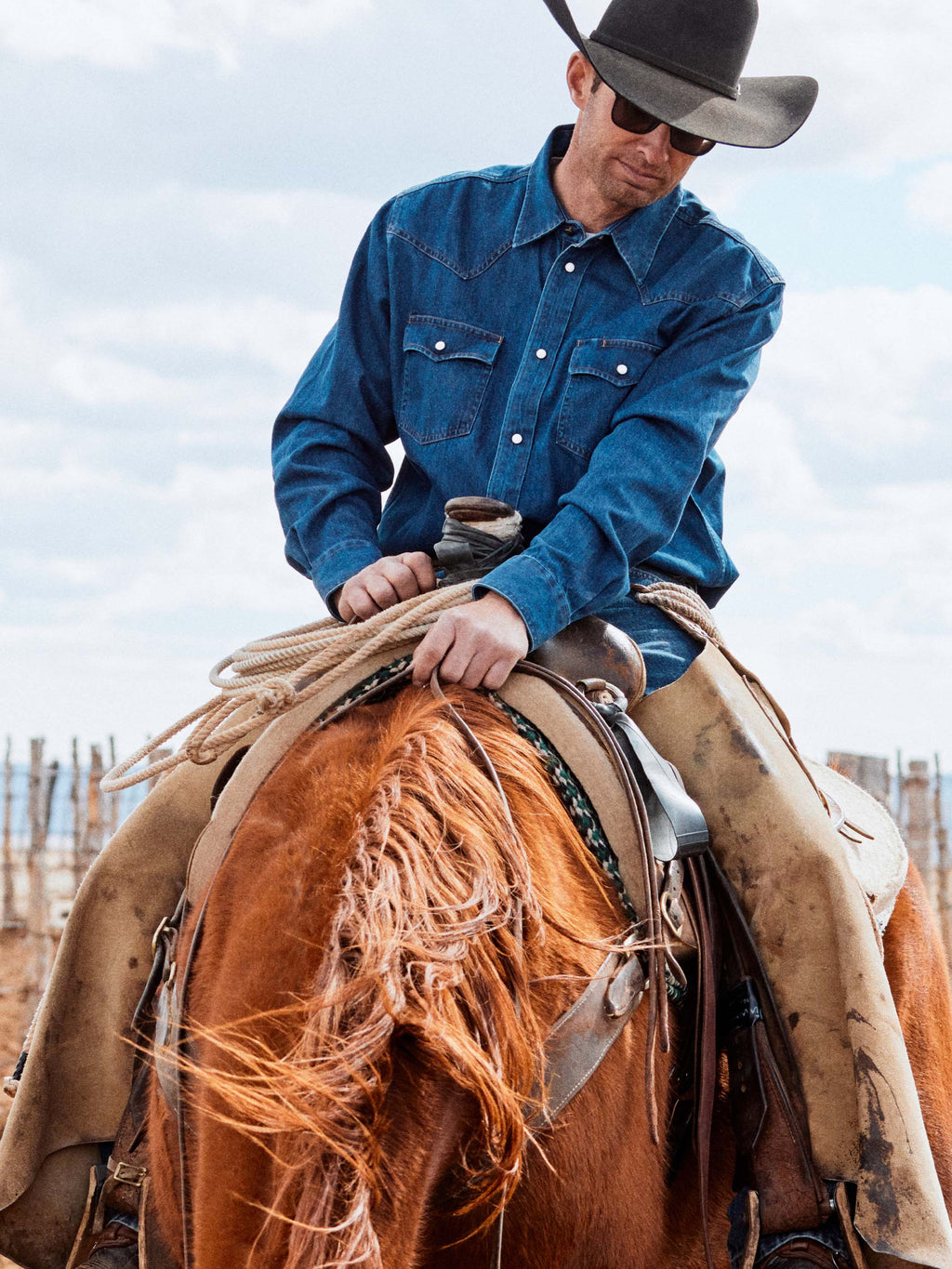 Classic Western Denim Snap Shirt