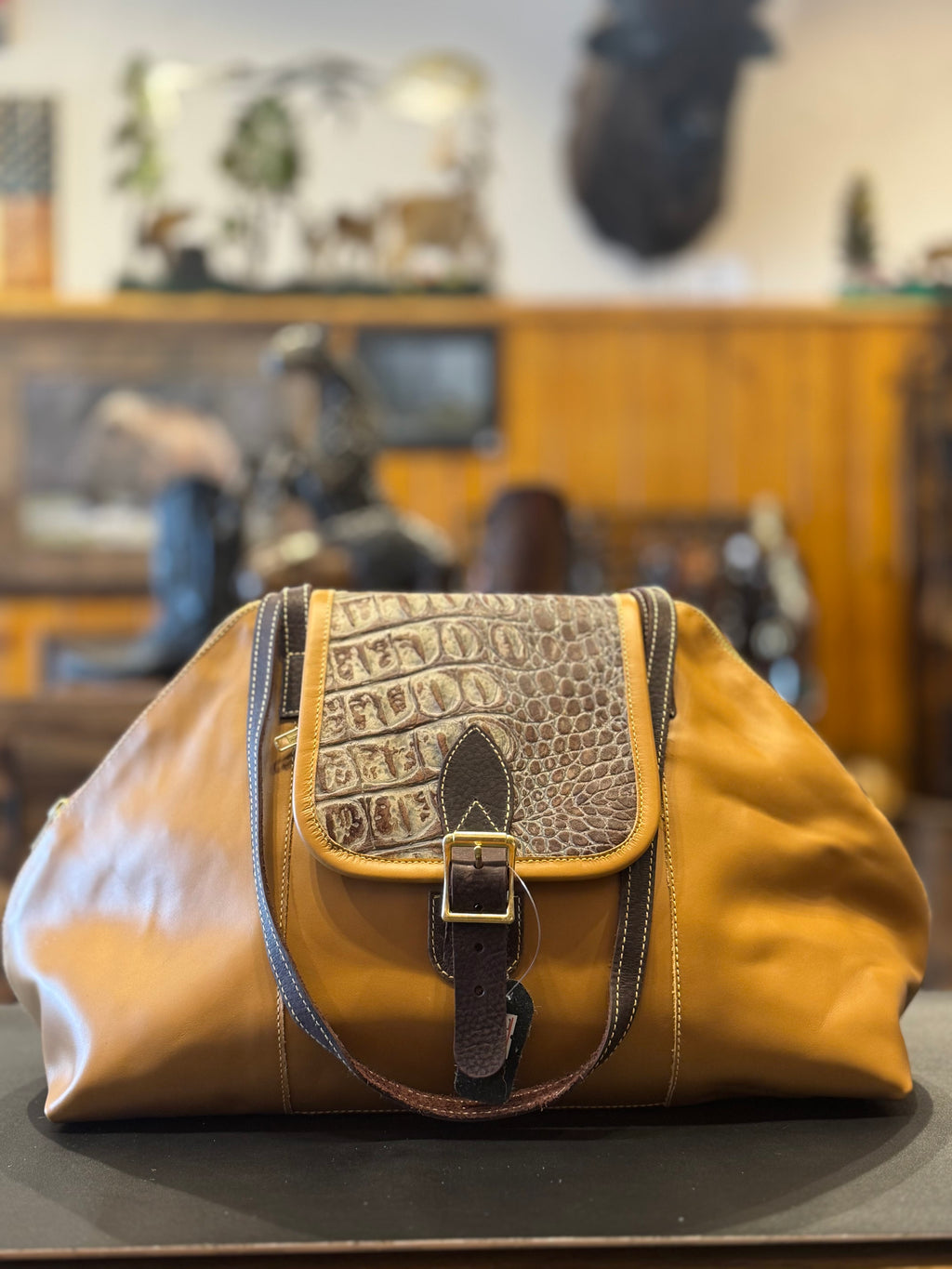 Crocodile Print Bucket Bag