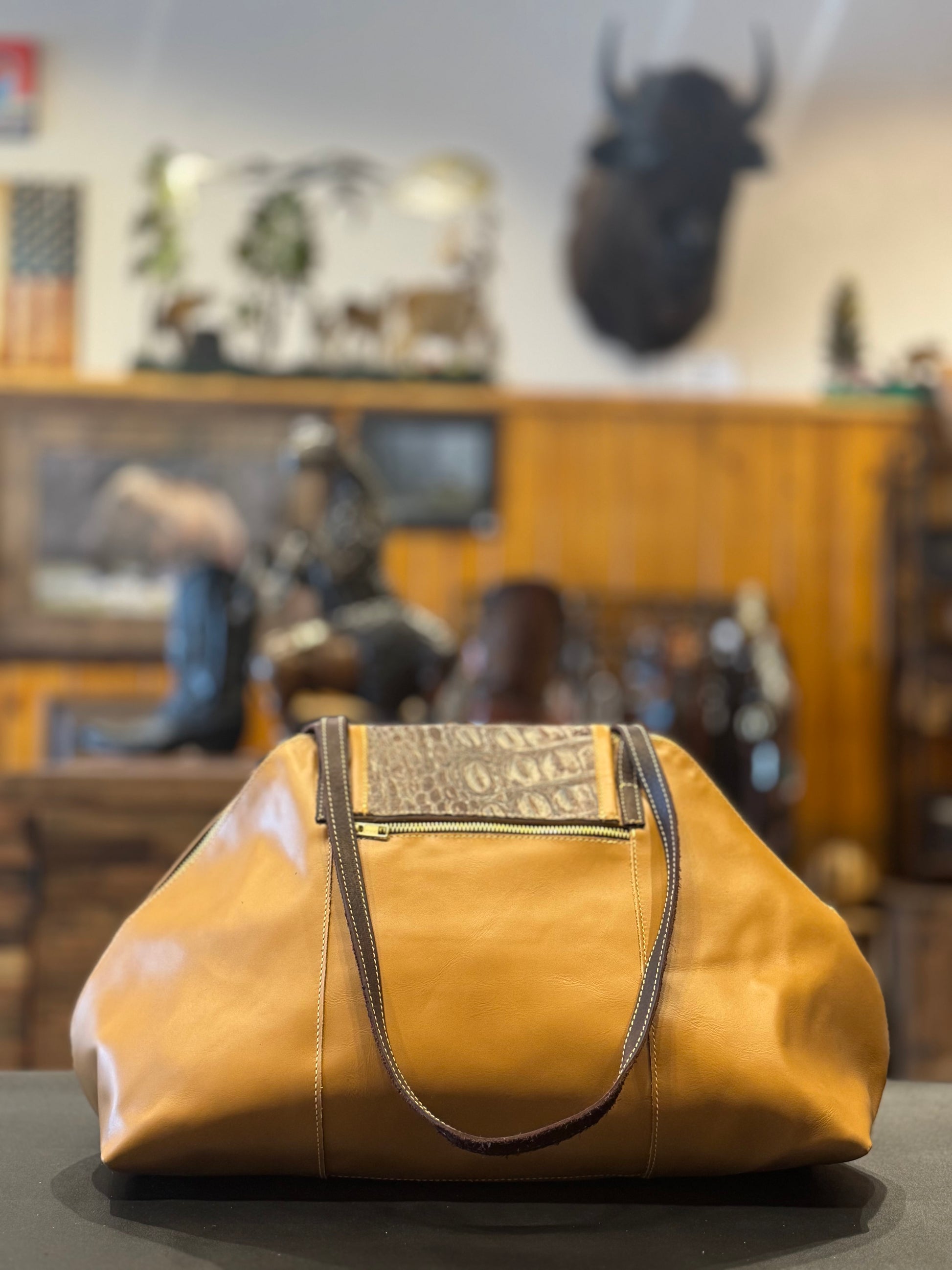 Crocodile Print Bucket Bag