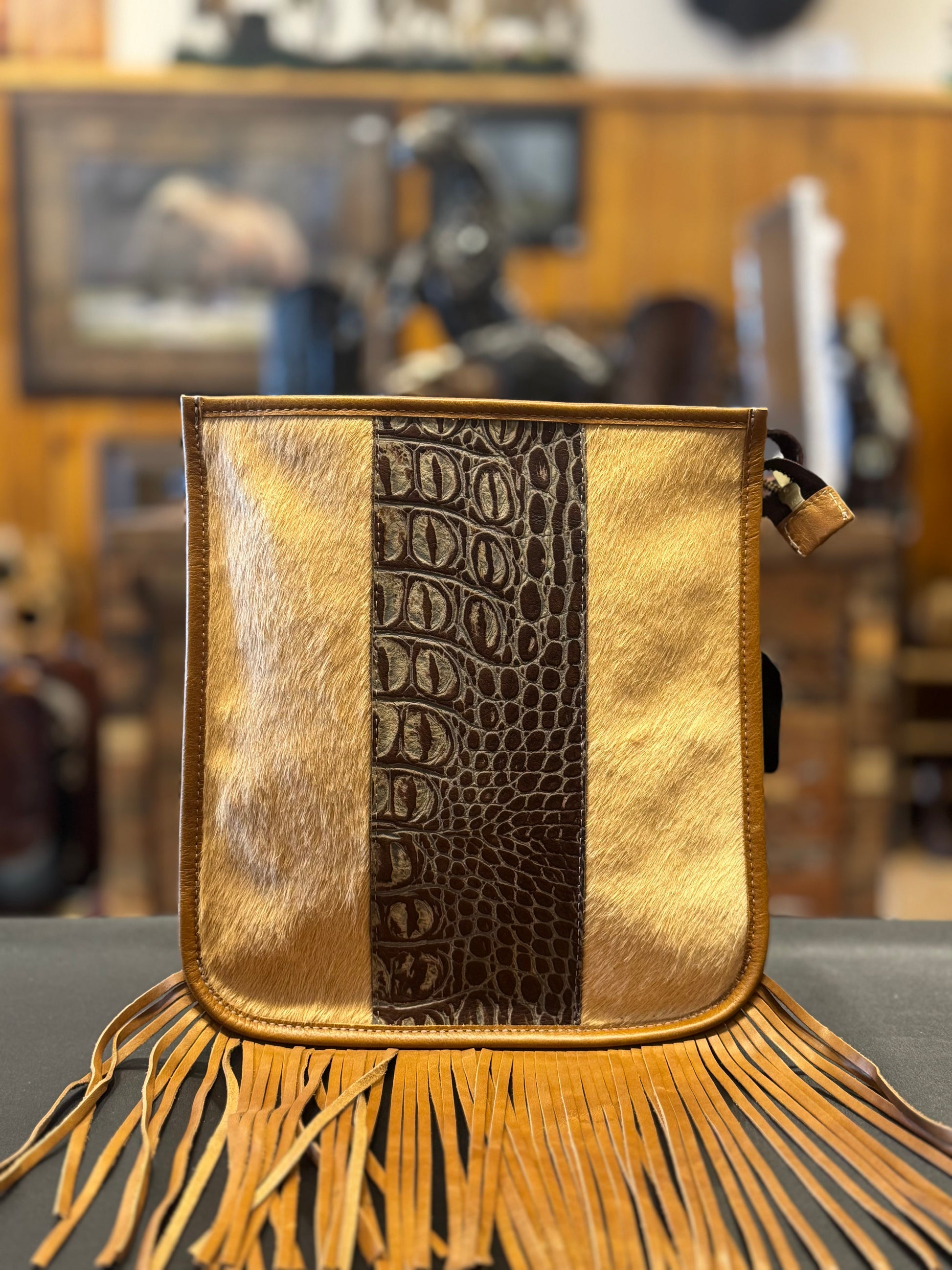 Crocodile Print Flat Purse