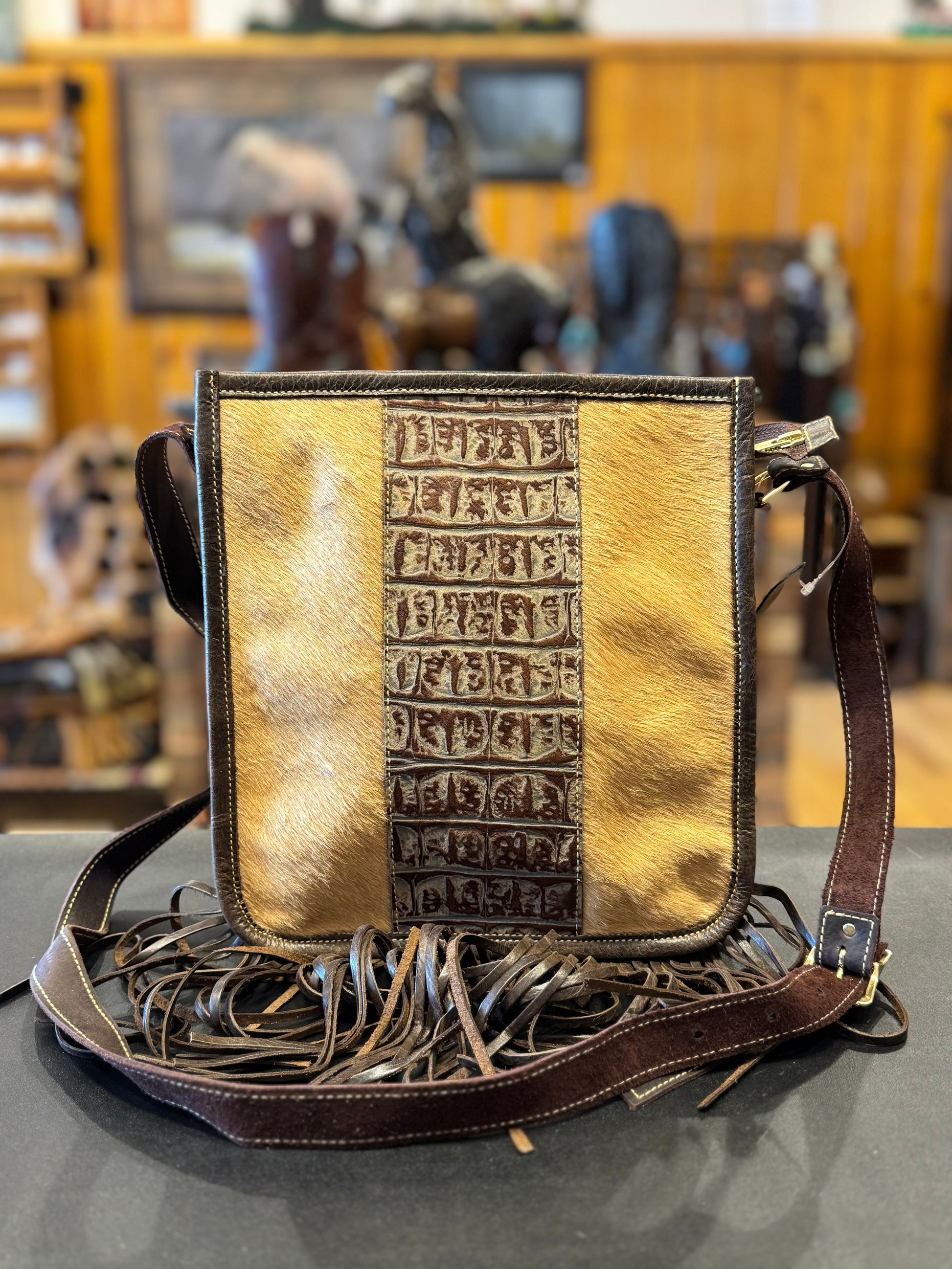 Crocodile Print Flat Purse