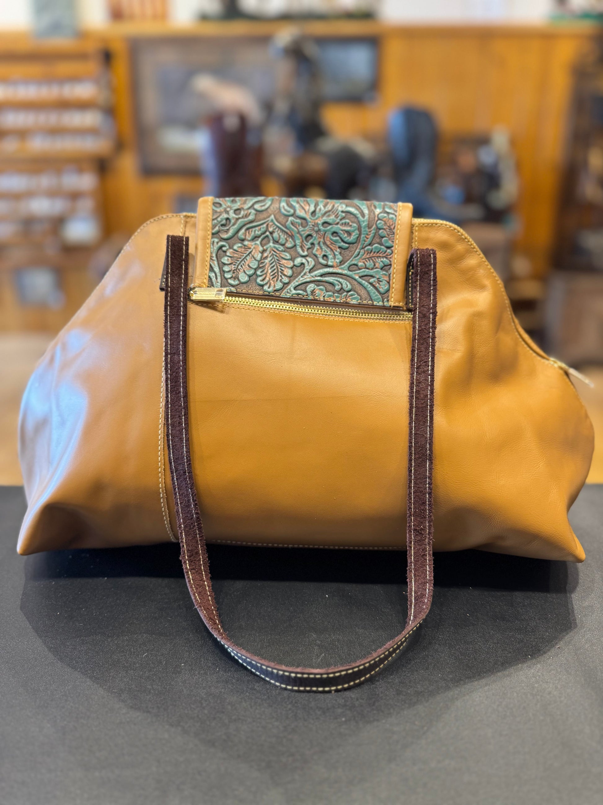 Leather Print Bucket Bag