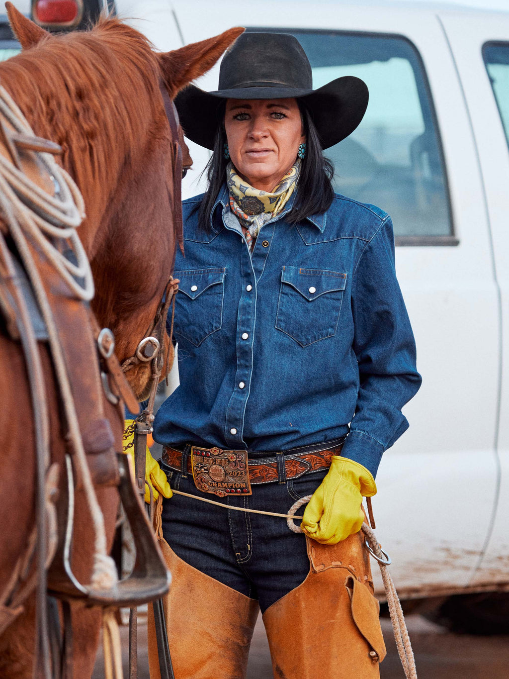 Women's Western Denim Pearl Snap