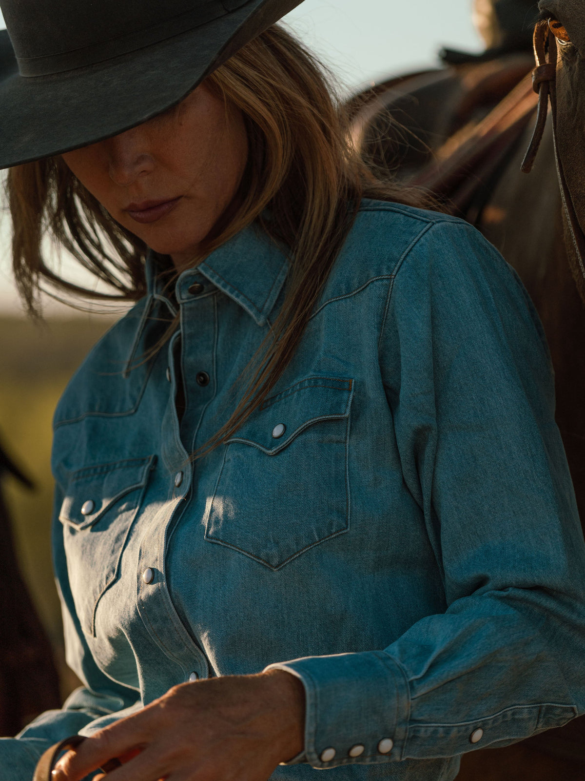 Women's Western Denim Pearl Snap