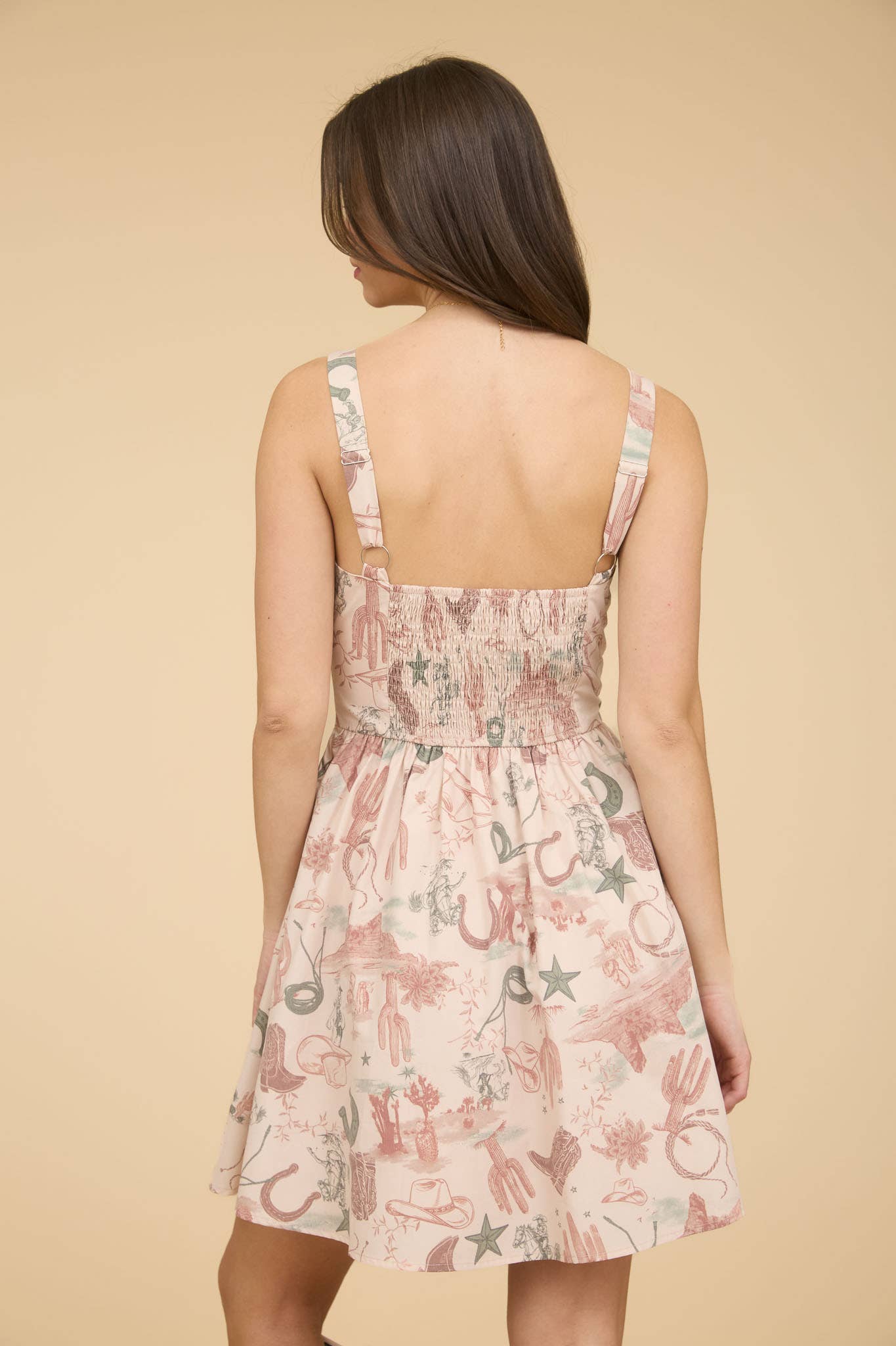 Western Print Sleeveless Mini Dress