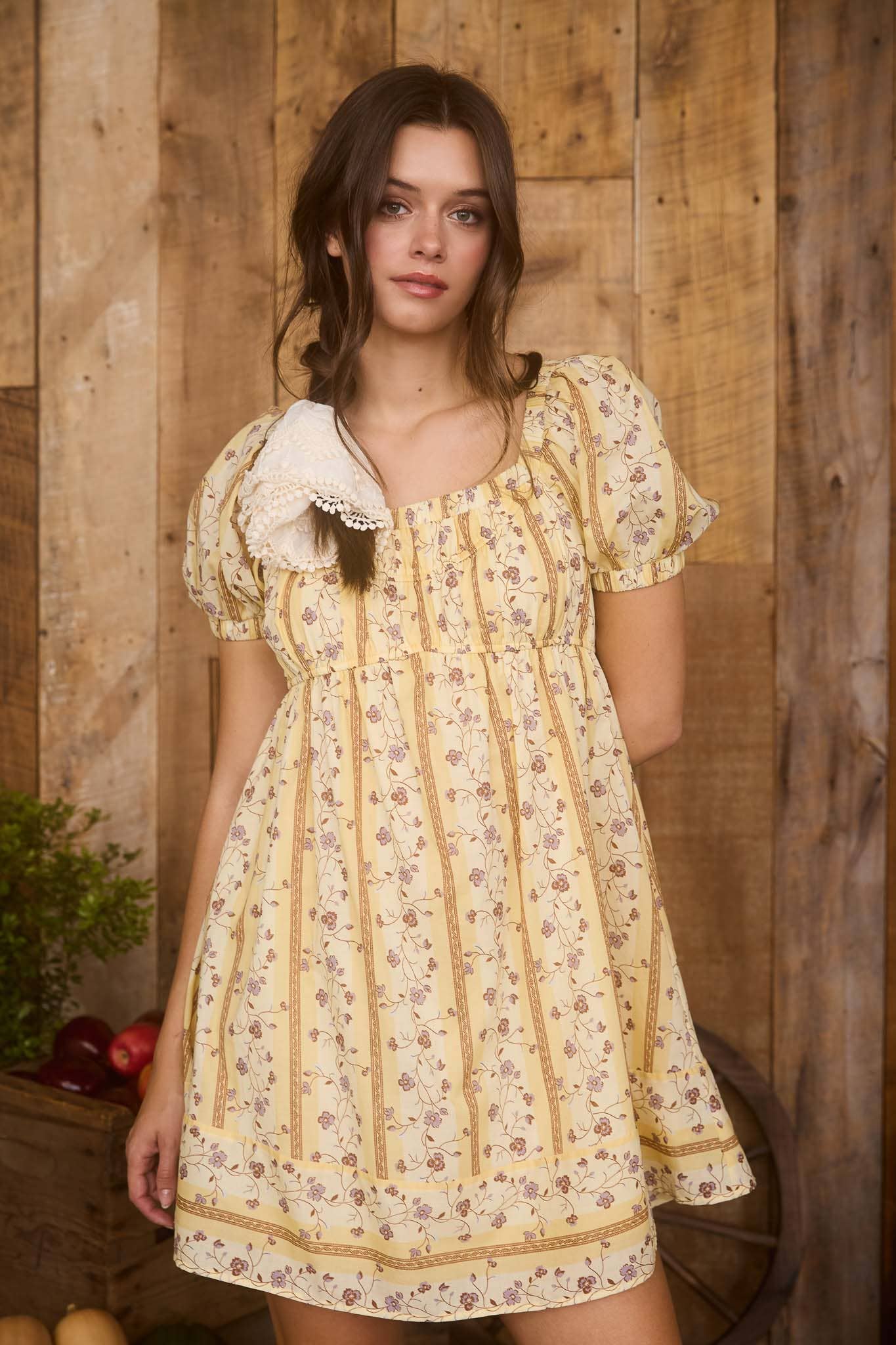 Floral Yellow Mini Dress